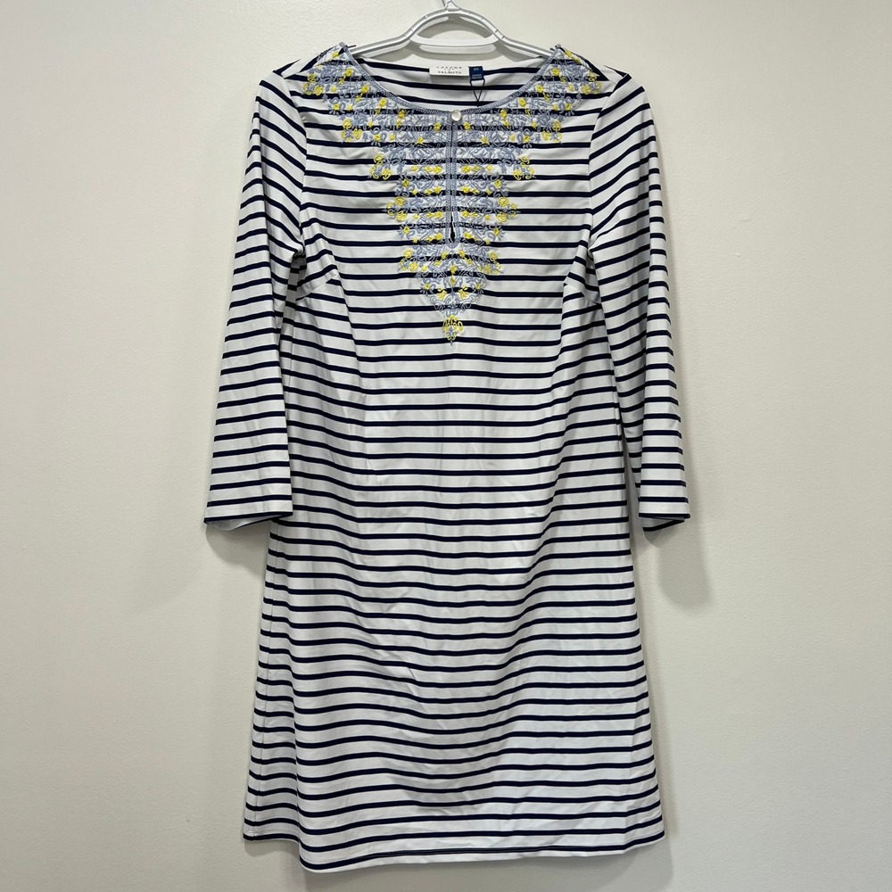 Cabana x Talbots Womens Dress New‎ AS IS Blue Stripe Stretch UPF 50+ Knee Length